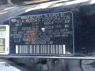 2018 Kia Optima Hybrid Premium with VIN KNAGT4LE7J5023233, listed as a IAAI auction lot 41276207 with 152,381 mi miles. Bid and sale history available at carsss.com. Image 9.