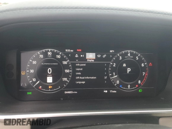 2018 Land Rover Range Rover with VIN SALGS2REXJA500285, listed as a Copart auction lot 46213465 with 44,603 mi miles and Salvage title. Bid and sale history available at DreamBid. Image 9.
