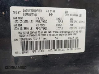 2005 Dodge Durango SXT with VIN 1D4HB38N05F503212, listed as a IAAI auction lot 42614051 with 192,155 mi miles and . Bid and sale history available at DreamBid. Image 9.