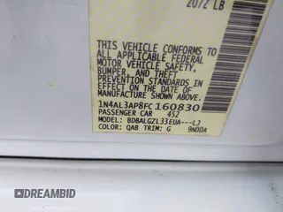 2015 Nissan Altima 2.5 S with VIN 1N4AL3AP8FC160830, listed as a IAAI auction lot 41561952 with 209,134 mi miles. Bid and sale history available at carsss.com. Image 9.