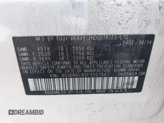 2015 Subaru Legacy 2.5i Limited with VIN 4S3BNAL65F3007047, listed as a IAAI auction lot 41903660 with 170,427 mi miles. Bid and sale history available at carsss.com. Image 9.