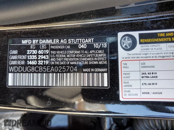 2014 Mercedes-Benz S-Class S 550 with VIN WDDUG8CB5EA025704, listed as a Copart auction lot 45691445 with 133,921 mi miles and Salvage Title. Bid and sale history available at carsss.com. Image 13.