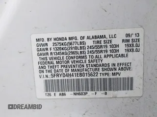2014 Acura MDX Technology with VIN 5FRYD4H41EB015622, listed as a IAAI auction lot 42185207 with 117,532 mi miles and . Bid and sale history available at DreamBid. Image 9.