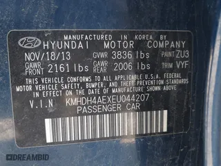 2014 Hyundai Elantra SE with VIN KMHDH4AEXEU044207, listed as a IAAI auction lot 41793567 with 85,102 mi miles. Bid and sale history available at carsss.com. Image 9.