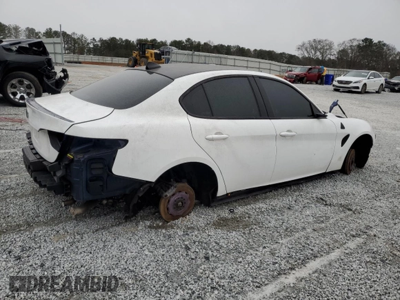 2019 Alfa Romeo Giulia Quadrifoglio with VIN ZARFAMEV7K7611582, listed as a Copart auction lot 45458235 with Not provided miles and Clean title. Bid and sale history available at DreamBid. Image 3.