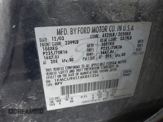 2004 Ford Escape Limited with VIN 1FMCU94114KB51234, listed as a IAAI auction lot 42055474 with 88,772 mi miles and . Bid and sale history available at DreamBid. Image 9.