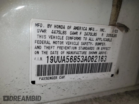 2003 Acura TL Type S with VIN 19UUA56853A062163, listed as a Copart auction lot 46407864 with 202,351 mi miles and Salvage Title. Bid and sale history available at carsss.com. Image 13.