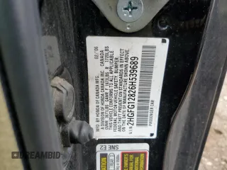 2006 Honda Civic Cpe EX with VIN 2HGFG12826H539689, listed as a Copart auction lot 53753405 with 168,809 mi miles and Clean Title. Bid and sale history available at carsss.com. Image 12.