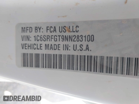 2022 Ram 1500 Tradesman с VIN 1C6SRFGT9NN283100, выставлен на аукционе IAAI как лот 42114577 с пробегом 119 361 миль миль и . История ставок и продаж доступна на DreamBid. Изображение 8.