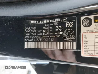 2015 Mercedes-Benz C-Class C 300 Luxury with VIN 55SWF4KB5FU009252, listed as a Copart auction lot 54161875 with 183,969 mi miles and Clean Title. Bid and sale history available at carsss.com. Image 12.