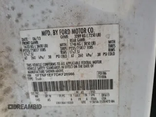 2013 Ford F-150 XL with VIN 1FTNF1EF7DKF26966, listed as a Copart auction lot 75799354 with 184,533 mi miles and Salvage title. Bid and sale history available at DreamBid. Image 12.