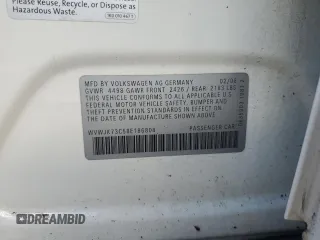 2008 Volkswagen Passat Turbo z VIN WVWJK73C58E186808, wystawiony jako Copart lot #72097784 z przebiegiem 131 500 mil mil oraz Szkoda całkowita • Salvage title. Historia ofert i sprzedaży dostępna na DreamBid. Obrazek 12.