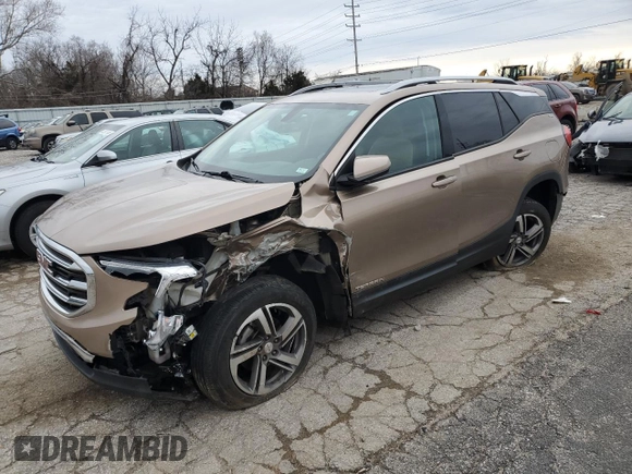 2018 GMC Terrain SLT with VIN 3GKALPEV6JL313796, listed as a Copart auction lot 44714555 with 103,557 mi miles and Salvage Title. Bid and sale history available at DreamBid. Image 1.