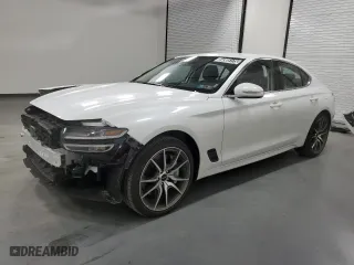 2025 Genesis G70 2.5T with VIN KMTG34SC4SU149464, listed as a Copart auction lot 54305175 with 10,646 mi miles and Clean Title. Bid and sale history available at carsss.com. Image 1.