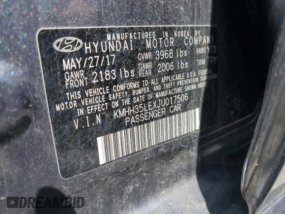 2018 Hyundai Elantra GT with VIN KMHH35LEXJU017506, listed as a Copart auction lot 54607085 with 43,214 mi miles and Salvage Title. Bid and sale history available at carsss.com. Image 12.