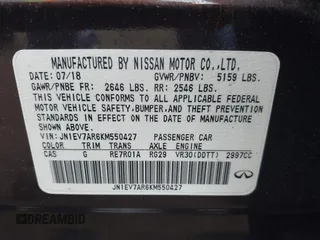 2019 Infiniti Q50 Luxe z VIN JN1EV7AR6KM550427, wystawiony jako IAAI lot #42225183 z przebiegiem 76 144 mil mil oraz . Historia ofert i sprzedaży dostępna na DreamBid. Obrazek 9.