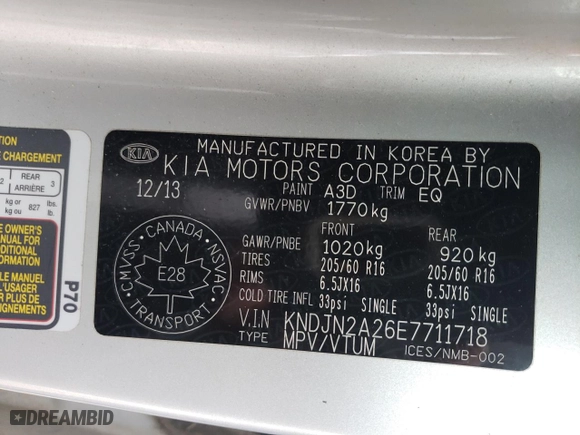 2014 Kia Soul with VIN KNDJN2A26E7711718, listed as a Copart auction lot 49397225 with 147,846 mi miles and Salvage Title. Bid and sale history available at carsss.com. Image 13.