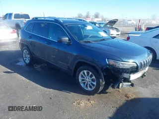 2019 Jeep Cherokee Latitude with VIN 1C4PJLCB1KD381721, listed as a IAAI auction lot 41377595 with 116,637 mi miles. Bid and sale history available at carsss.com. Image 1.