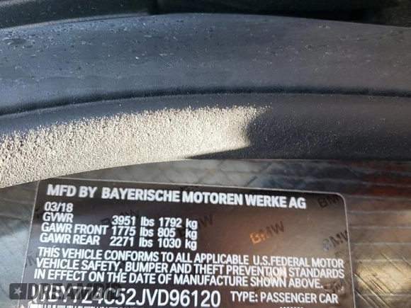 2018 BMW i3 with VIN WBY7Z4C52JVD96120, listed as a Copart auction lot 59311283 with 40,643 mi miles. Bid and sale history available at carsss.com. Image 13.