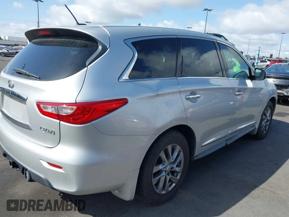 2014 Infiniti QX60 with VIN 5N1AL0MM9EC521244, listed as a IAAI auction lot 41932375 with 97,967 mi miles and . Bid and sale history available at carsss.com. Image 4.