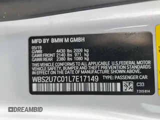 2020 BMW M2 Competition z VIN WBS2U7C01L7E17149, wystawiony jako Copart lot #55463355 z przebiegiem 78 858 mil mil oraz Szkoda całkowita • Salvage title. Historia ofert i sprzedaży dostępna na DreamBid. Obrazek 12.