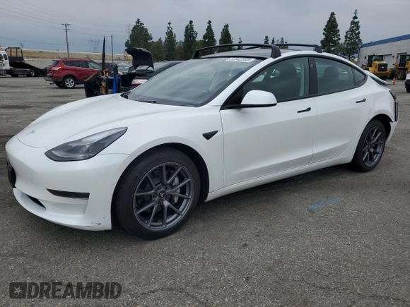 2021 Tesla Model 3 Standard Range Plus with VIN 5YJ3E1EA7MF087909, listed as a Copart auction lot 50942395 with 16,591 mi miles and Salvage Title. Bid and sale history available at carsss.com. Image 1.