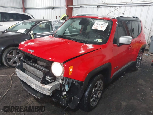 2017 Jeep Renegade Limited with VIN ZACCJADB6HPF68464, listed as a IAAI auction lot 42344138 with 91,521 mi miles and . Bid and sale history available at DreamBid. Image 18.