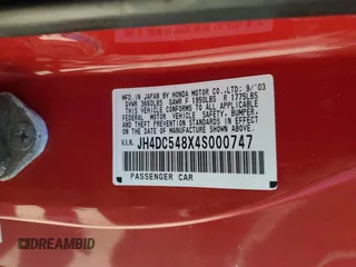 2004 Acura RSX with VIN JH4DC548X4S000747, listed as a Copart auction lot 61568734 with 202,478 mi miles and Clean Title. Bid and sale history available at carsss.com. Image 12.