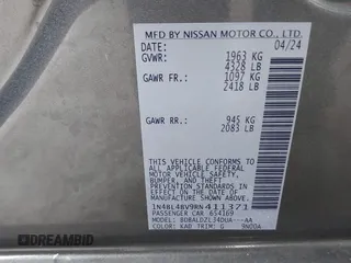2024 Nissan Altima 2.5 S with VIN 1N4BL4BV9RN411371, listed as a IAAI auction lot 41558780 with 6,641 mi miles. Bid and sale history available at carsss.com. Image 9.