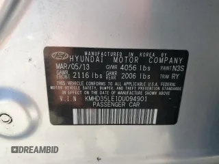 2013 Hyundai Elantra z VIN KMHD35LE1DU094901, wystawiony jako Copart lot #55686685 z przebiegiem 107 319 mil mil oraz Szkoda całkowita • Salvage title. Historia ofert i sprzedaży dostępna na DreamBid. Obrazek 14.