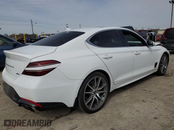 2022 Genesis G70 2.0T with VIN KMTG34TAXNU092852, listed as a Copart auction lot 49337835 with 37,413 mi miles and Salvage title. Bid and sale history available at DreamBid. Image 3.