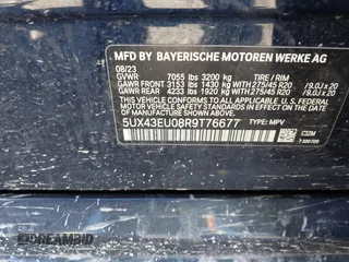 2024 BMW X5 xDrive50e with VIN 5UX43EU08R9T76677, listed as a IAAI auction lot 41777924 with 19,013 mi miles. Bid and sale history available at carsss.com. Image 9.