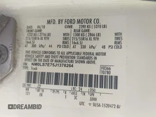 2018 Ford Transit Connect XL with VIN NM0LS7E75J1378264, listed as a IAAI auction lot 42232607 with 34,241 mi miles and . Bid and sale history available at DreamBid. Image 9.