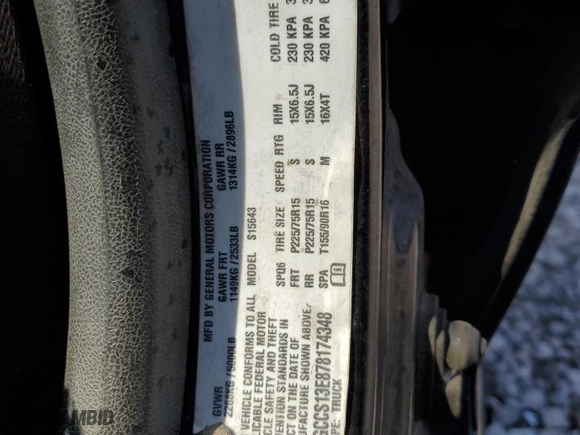2007 Chevrolet Colorado LT w/2LT with VIN 1GCCS13E878174348, listed as a Copart auction lot 45576355 with 226,046 mi miles and Salvage Title. Bid and sale history available at carsss.com. Image 12.