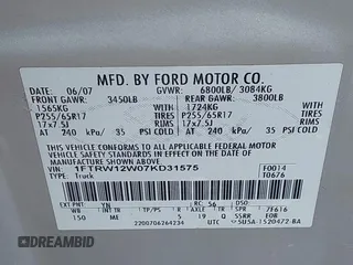 2007 Ford F-150 XLT with VIN 1FTRW12W07KD31575, listed as a IAAI auction lot 42278748 with 140,852 mi miles and . Bid and sale history available at DreamBid. Image 9.