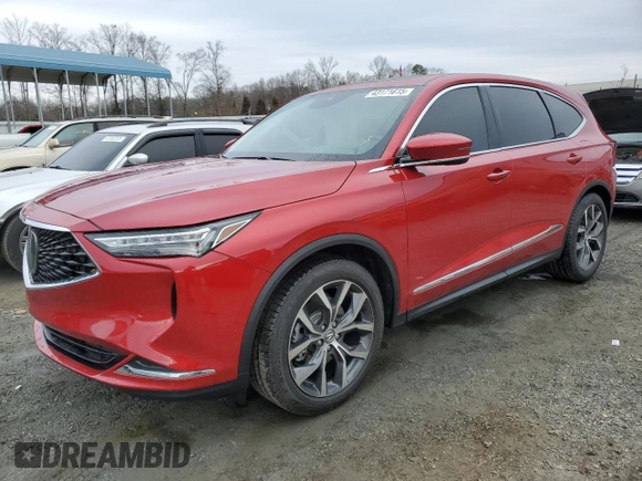 2022 Acura MDX Technology with VIN 5J8YD9H44NL002070, listed as a Copart auction lot 43171615 with 48,630 mi miles and Salvage title. Bid and sale history available at DreamBid. Image 1.
