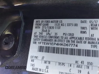 2017 Ford F-150 XL with VIN 1FTEW1EP4HKD67774, listed as a IAAI auction lot 42231049 with 139,222 mi miles and . Bid and sale history available at DreamBid. Image 9.