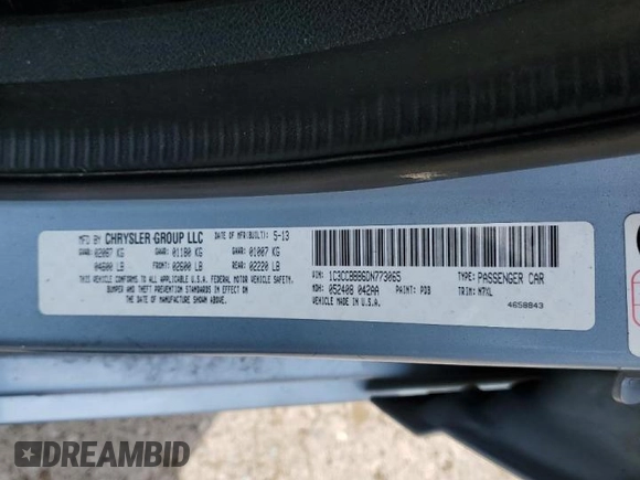 2013 Chrysler 200 Touring with VIN 1C3CCBBB6DN773065, listed as a Copart auction lot 54516905 with 225,804 mi miles and Salvage Title. Bid and sale history available at DreamBid. Image 12.