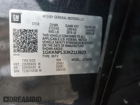 2019 GMC Acadia Denali with VIN 1GKKNPLS3KZ113623, listed as a Copart auction lot 53991825 with 35,524 mi miles and Salvage Title. Bid and sale history available at carsss.com. Image 14.