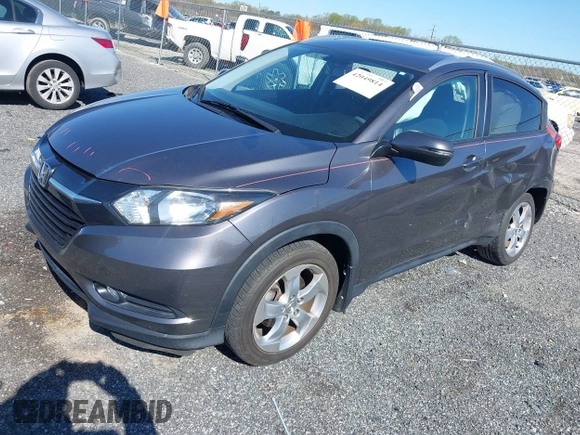 2016 Honda HR-V EX-L w/Navi with VIN 3CZRU6H70GM726023, listed as a IAAI auction lot 42049814 with 120,123 mi miles. Bid and sale history available at carsss.com. Image 2.