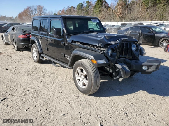 2019 Jeep Wrangler Unlimited Sport S with VIN 1C4HJXDG9KW555447, listed as a Copart auction lot 83659034 with 77,389 mi miles and Salvage Title. Bid and sale history available at carsss.com. Image 4.