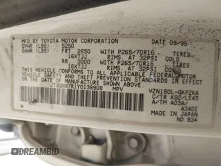 2000 Toyota 4Runner Limited с VIN JT3GN87R1Y0138908, выставлен на аукционе IAAI как лот 42436072 с пробегом 322 501 миль миль и . История ставок и продаж доступна на DreamBid. Изображение 9.