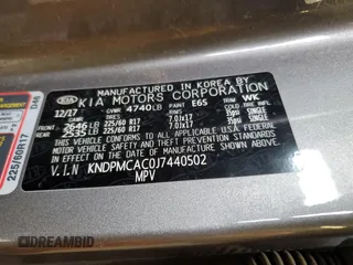 2018 Kia Sportage LX with VIN KNDPMCAC0J7440502, listed as a Copart auction lot 50199215 with 117,566 mi miles and Salvage Title. Bid and sale history available at carsss.com. Image 13.