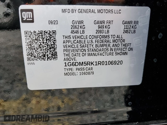 2024 Cadillac CT5 Luxury with VIN 1G6DM5RK1R0106920, listed as a Copart auction lot 74776684 with 5,501 mi miles and Salvage title. Bid and sale history available at DreamBid. Image 13.
