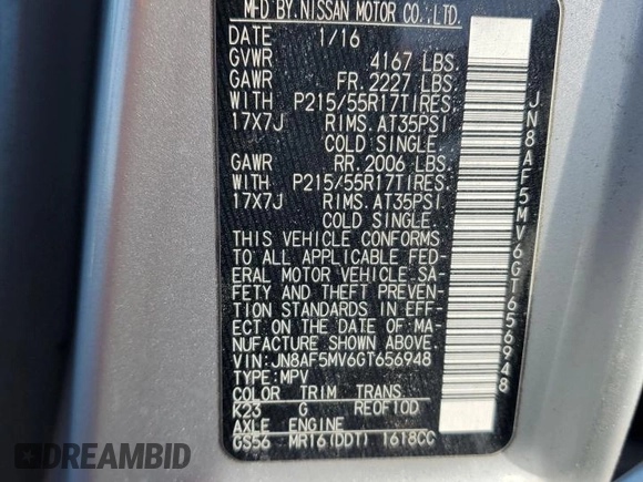 2016 Nissan Juke SL z VIN JN8AF5MV6GT656948, wystawiony jako Copart lot #88307055 z przebiegiem 121 618 mil mil oraz Szkoda całkowita • Salvage title. Historia ofert i sprzedaży dostępna na DreamBid. Obrazek 12.