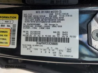 2014 Ford Fusion Titanium with VIN 3FA6P0K92ER208881, listed as a Copart auction lot 56051275 with 228,386 mi miles and Clean Title. Bid and sale history available at DreamBid. Image 12.
