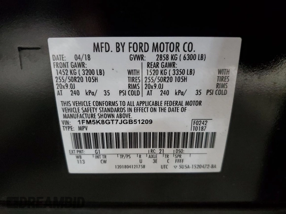 2018 Ford Explorer Sport z VIN 1FM5K8GT7JGB51209, wystawiony jako Copart lot #45980945 z przebiegiem 78 616 mil mil oraz Szkoda całkowita • Salvage title. Historia ofert i sprzedaży dostępna na DreamBid. Obrazek 15.