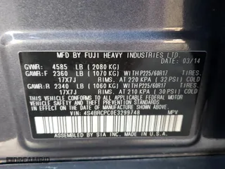 2014 Subaru Outback 2.5i Limited with VIN 4S4BRCPC0E3299748, listed as a Copart auction lot 76133364 with 189,688 mi miles and Salvage Title. Bid and sale history available at carsss.com. Image 13.