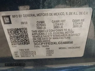 2020 Chevrolet Silverado 1500 LT Trail Boss with VIN 3GCPYFEDXLG148856, listed as a IAAI auction lot 41542925 with 131,119 mi miles. Bid and sale history available at carsss.com. Image 9.