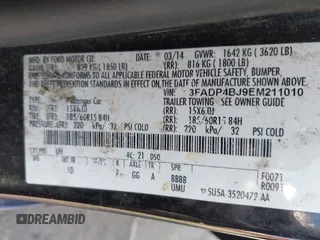 2014 Ford Fiesta SE с VIN 3FADP4BJ9EM211010, выставлен на аукционе IAAI как лот 42420562 с пробегом 175 335 миль миль и . История ставок и продаж доступна на DreamBid. Изображение 9.